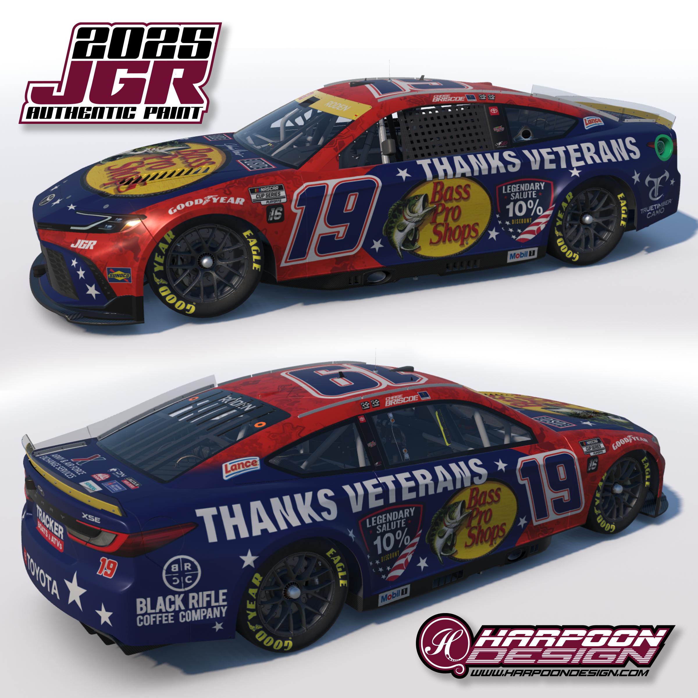 Preview of 2025 Chase Briscoe Bass Pro Shops Veterans Toyota Camry by Brantley Roden