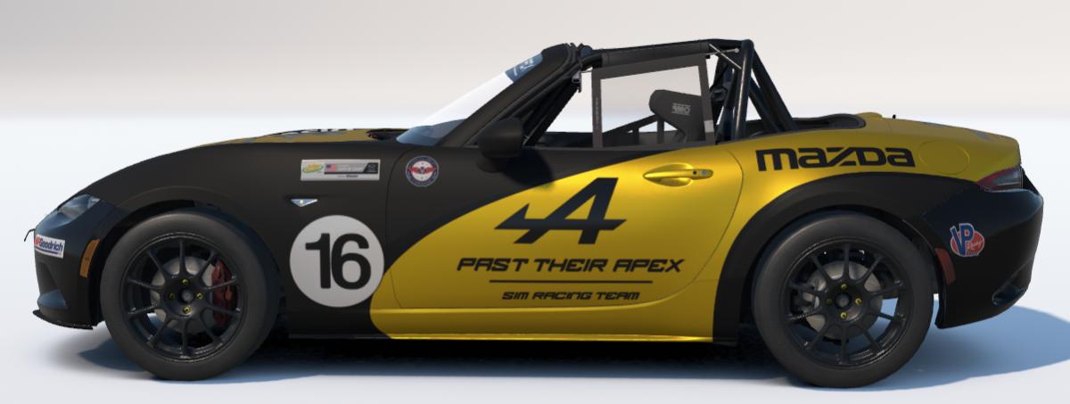 Preview of Past Their Apex Sim Racing Team Livery in Black and Yellow with Black Decals by Gav E.