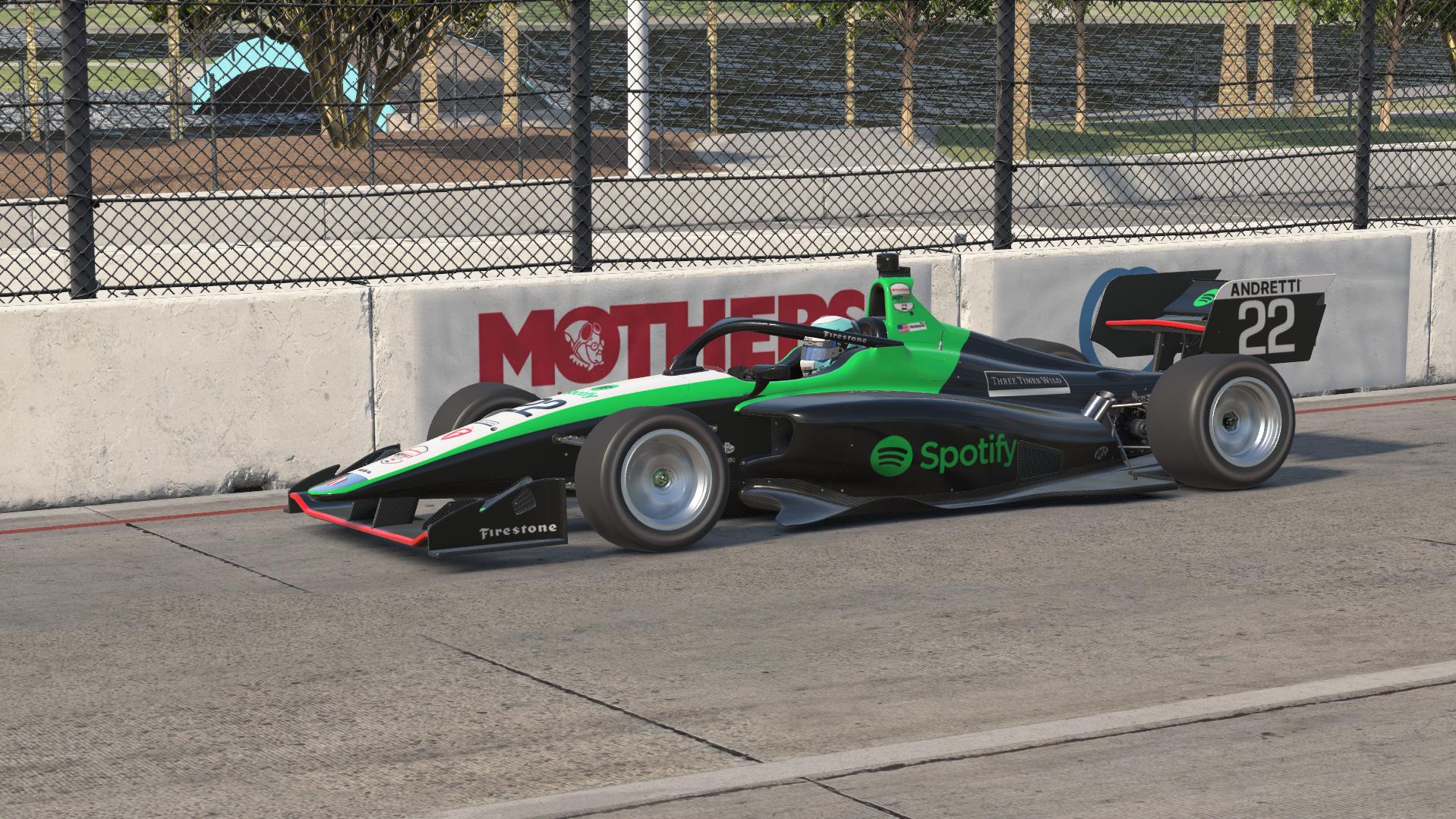 Preview of Tayne Hodesson Andretti Global Indy NXT Spotify x Three Times Wild #22 Black Concept by Tayne Hodesson