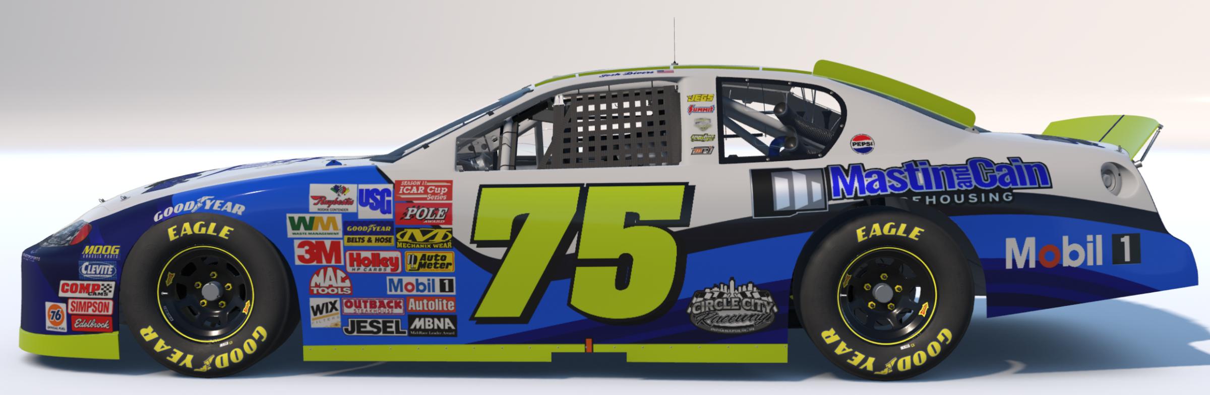 Preview of Josh Divers #75 ICAR Gen 4 Monte Carlo Mastain and Cain Warehousing Super Speedway Scheme by Kendrick Hom