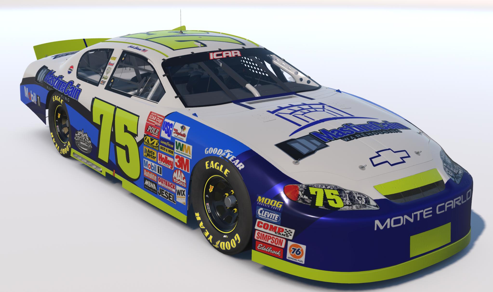Preview of Josh Divers #75 ICAR Gen 4 Monte Carlo Mastain and Cain Warehousing Super Speedway Scheme by Kendrick Hom