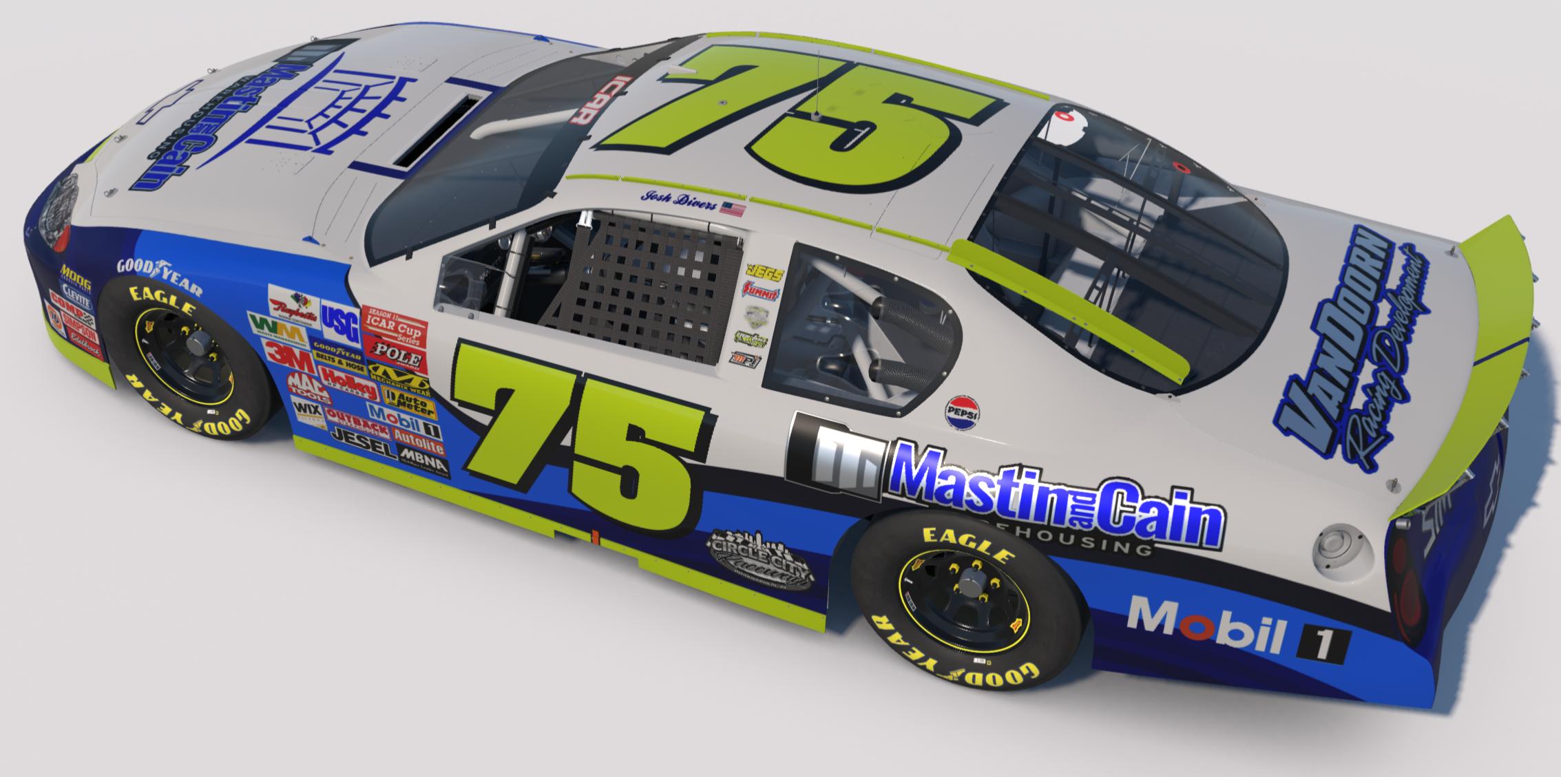 Preview of Josh Divers #75 ICAR Gen 4 Monte Carlo Mastain and Cain Warehousing Super Speedway Scheme by Kendrick Hom