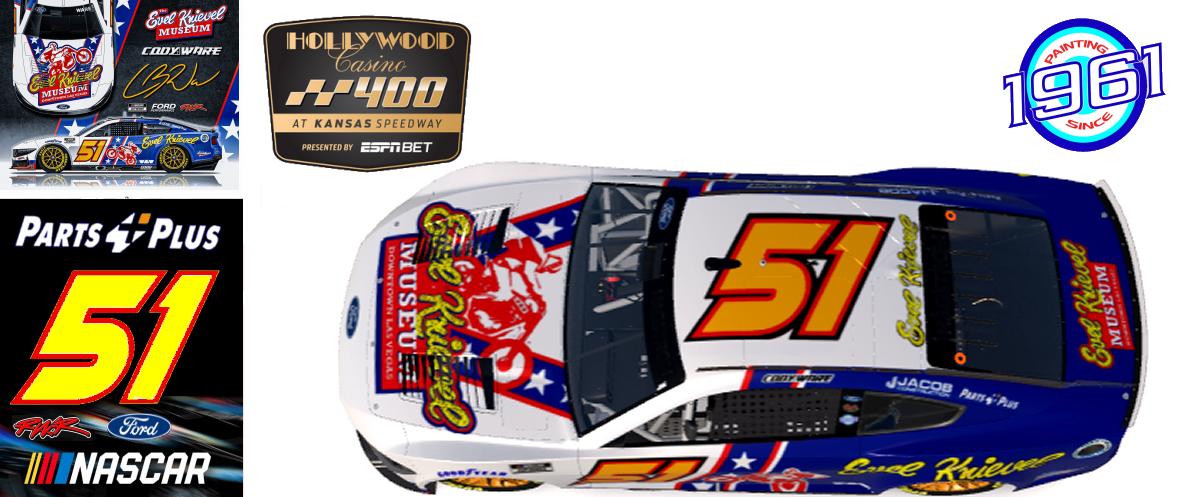 Preview of 2025 RWR # 51 Cody Ware / Evel Knievel Museum Ford Mustang Dark Horse at Kansas. by Micael Hagstrom