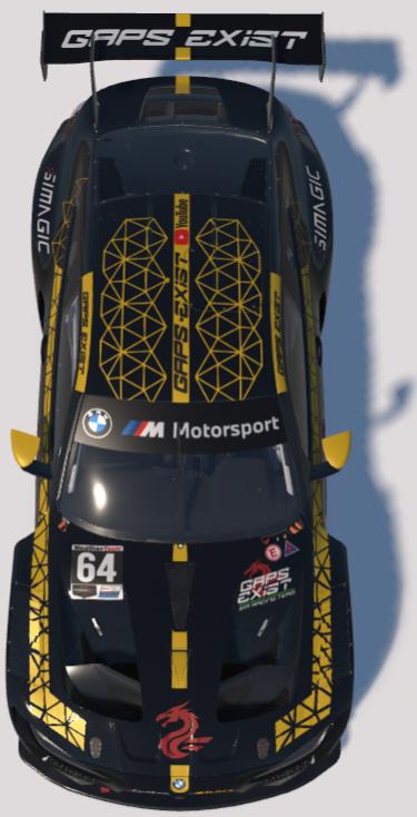 Preview of Gaps Exist Sim Racing Team Black and Yellow Livery for BMW M4 GT3 EVO by Gav E.