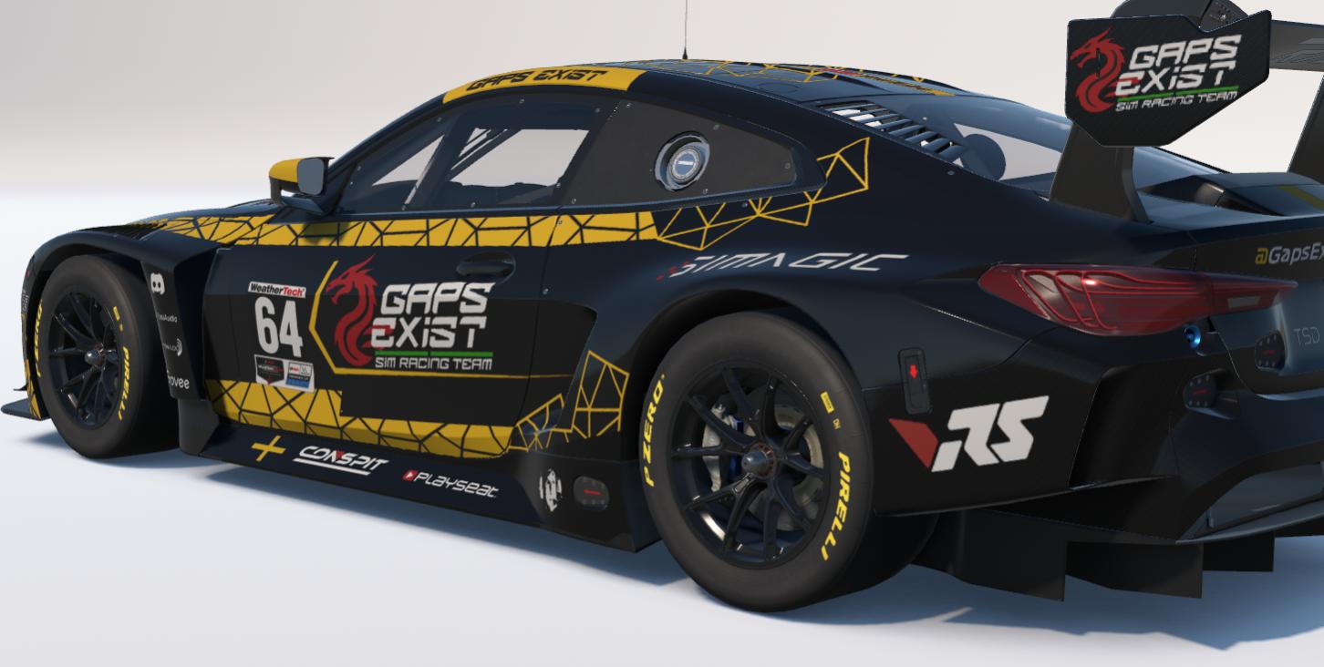 Preview of Gaps Exist Sim Racing Team Black and Yellow Livery for BMW M4 GT3 EVO by Gav E.