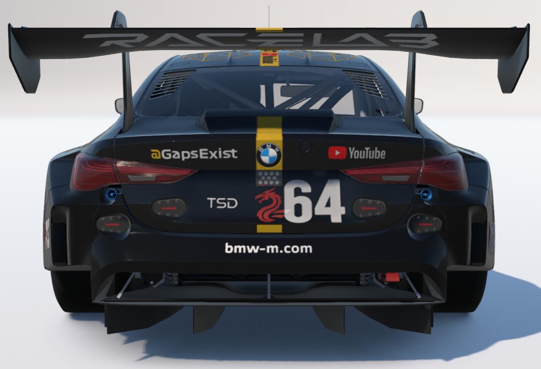 Preview of Gaps Exist Sim Racing Team Black and Yellow Livery for BMW M4 GT3 EVO by Gav E.