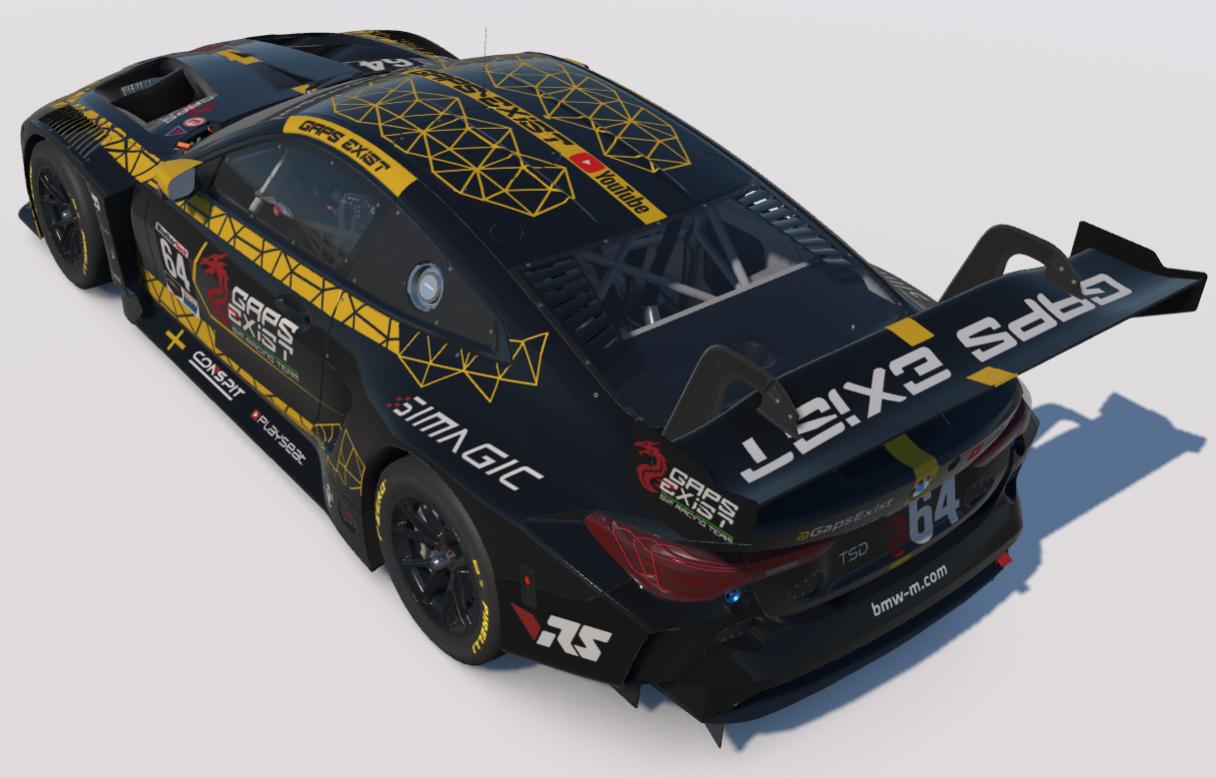 Preview of Gaps Exist Sim Racing Team Black and Yellow Livery for BMW M4 GT3 EVO by Gav E.