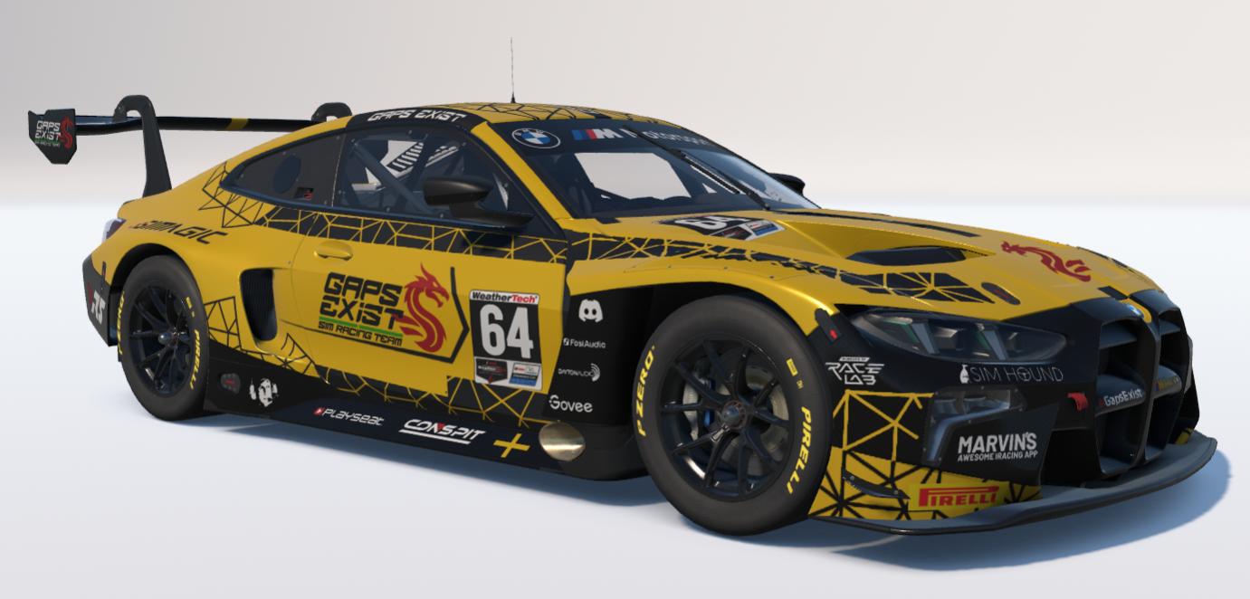 Preview of Gaps Exist Sim Racing Team Yellow and Black Livery for BMW M4 GT3 EVO by Gav E.