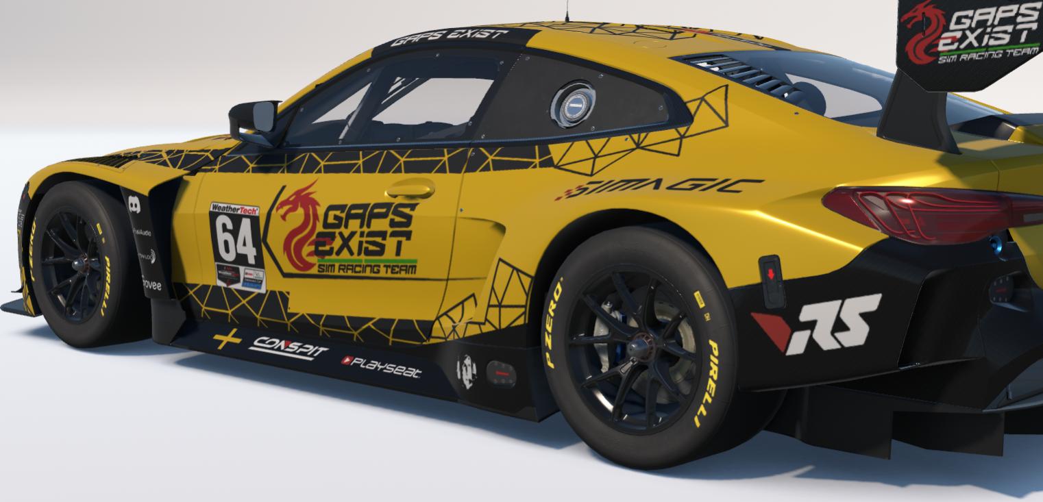 Preview of Gaps Exist Sim Racing Team Yellow and Black Livery for BMW M4 GT3 EVO by Gav E.