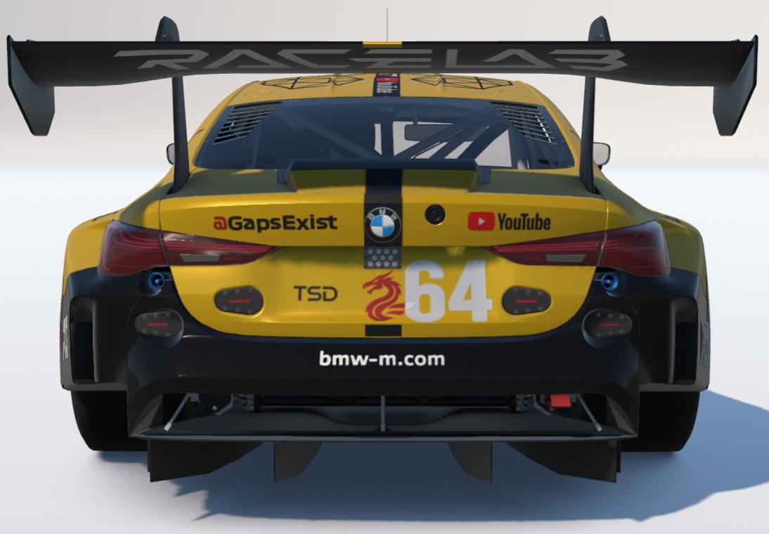 Preview of Gaps Exist Sim Racing Team Yellow and Black Livery for BMW M4 GT3 EVO by Gav E.