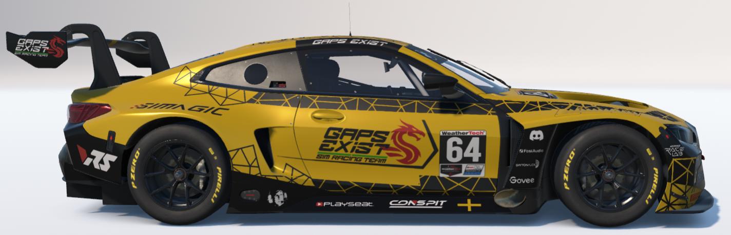 Preview of Gaps Exist Sim Racing Team Yellow and Black Livery for BMW M4 GT3 EVO by Gav E.
