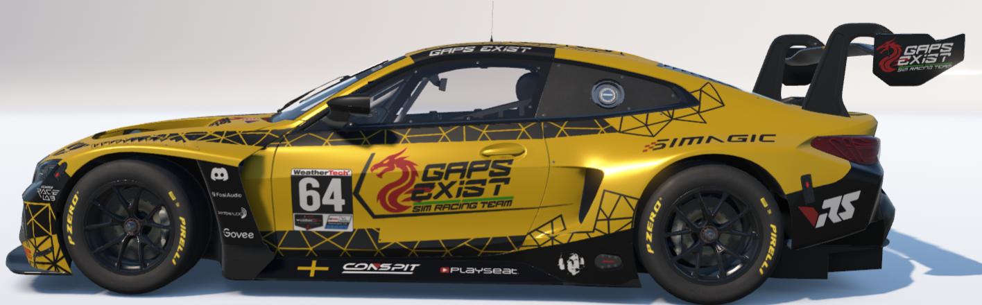 Preview of Gaps Exist Sim Racing Team Yellow and Black Livery for BMW M4 GT3 EVO by Gav E.