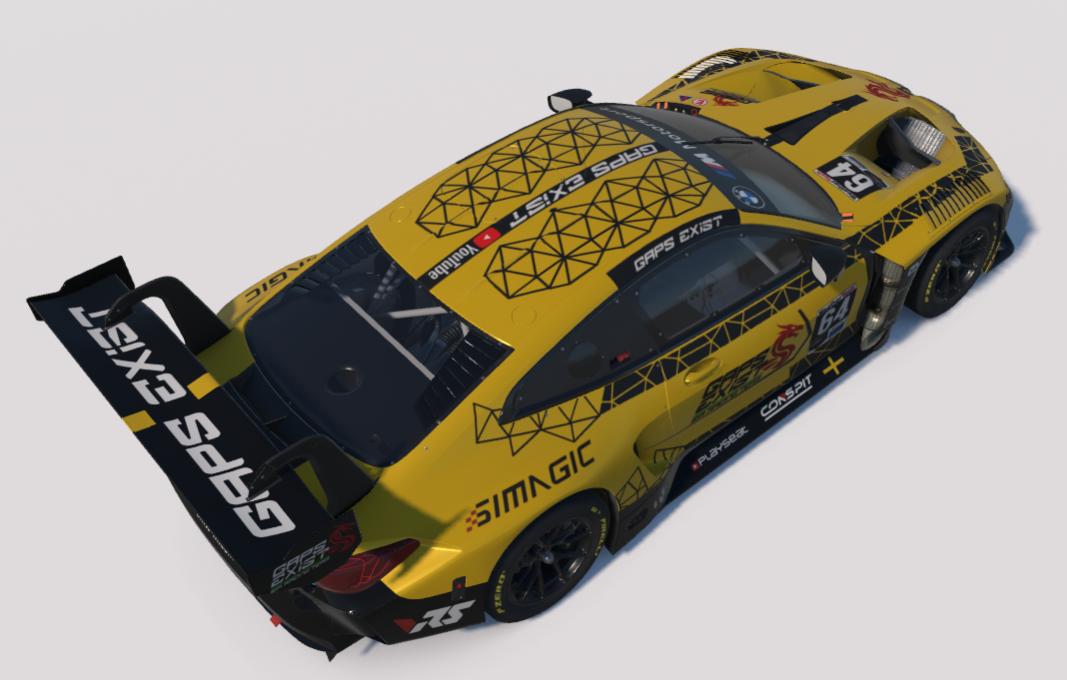 Preview of Gaps Exist Sim Racing Team Yellow and Black Livery for BMW M4 GT3 EVO by Gav E.