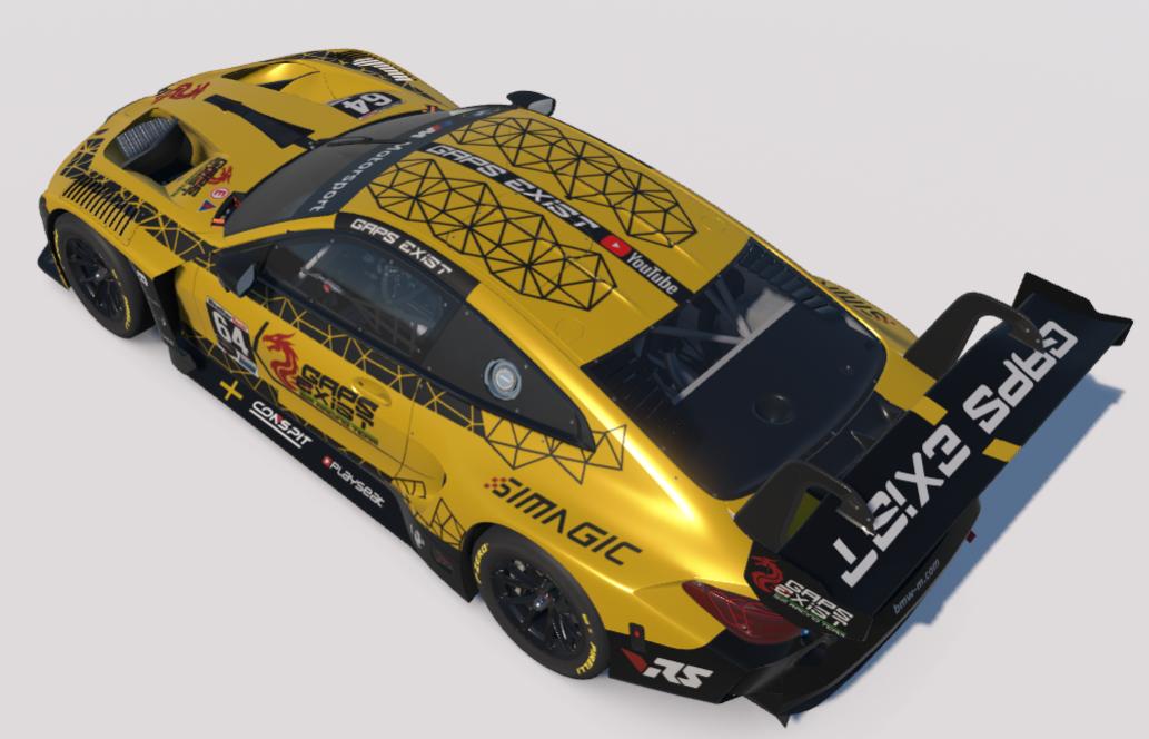 Preview of Gaps Exist Sim Racing Team Yellow and Black Livery for BMW M4 GT3 EVO by Gav E.