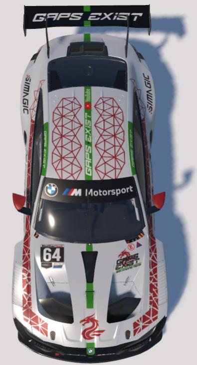 Preview of Gaps Exist Sim Racing Team White, Red and Green Wales Tribute Livery for BMW M4 GT3 EVO by Gav E.