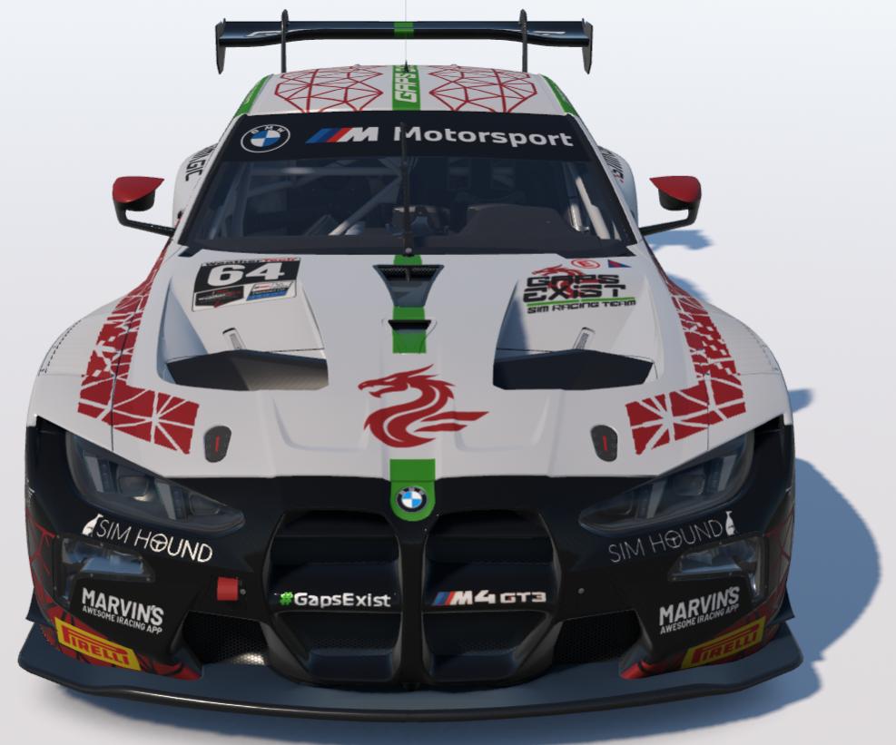 Preview of Gaps Exist Sim Racing Team White, Red and Green Wales Tribute Livery for BMW M4 GT3 EVO by Gav E.