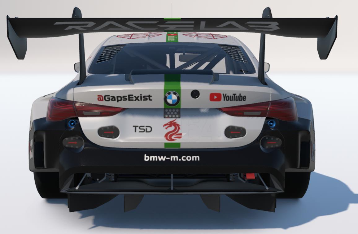 Preview of Gaps Exist Sim Racing Team White, Red and Green Wales Tribute Livery for BMW M4 GT3 EVO by Gav E.