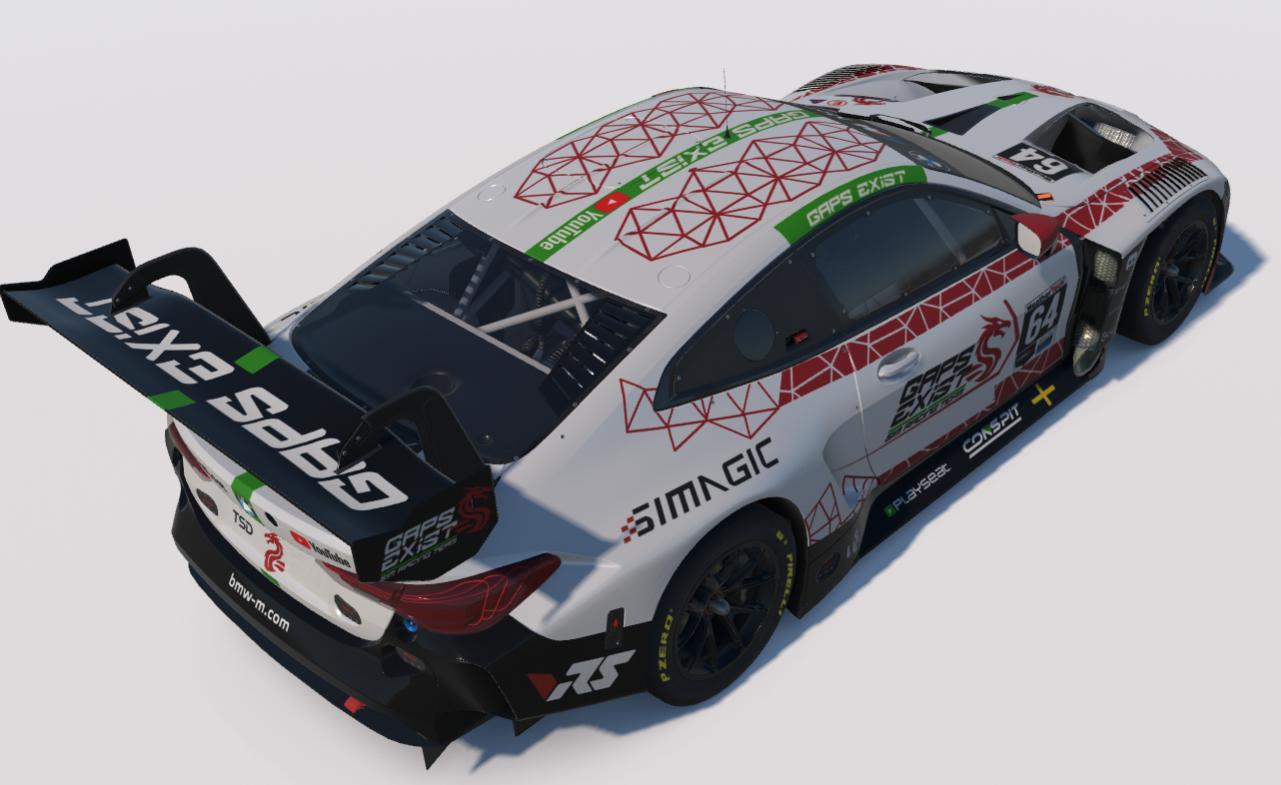 Preview of Gaps Exist Sim Racing Team White, Red and Green Wales Tribute Livery for BMW M4 GT3 EVO by Gav E.