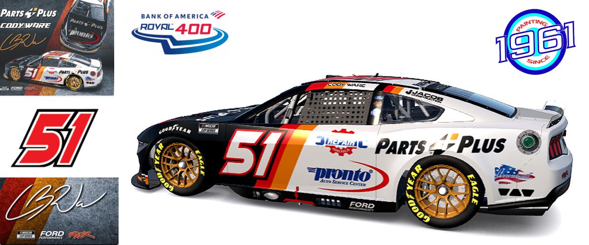Preview of 2025 RWR Cody Ware / Parts Plus-Pronto Ford Mustang Dark Horse at Charlotte Motor Speedway ROVAL. by Micael Hagstrom