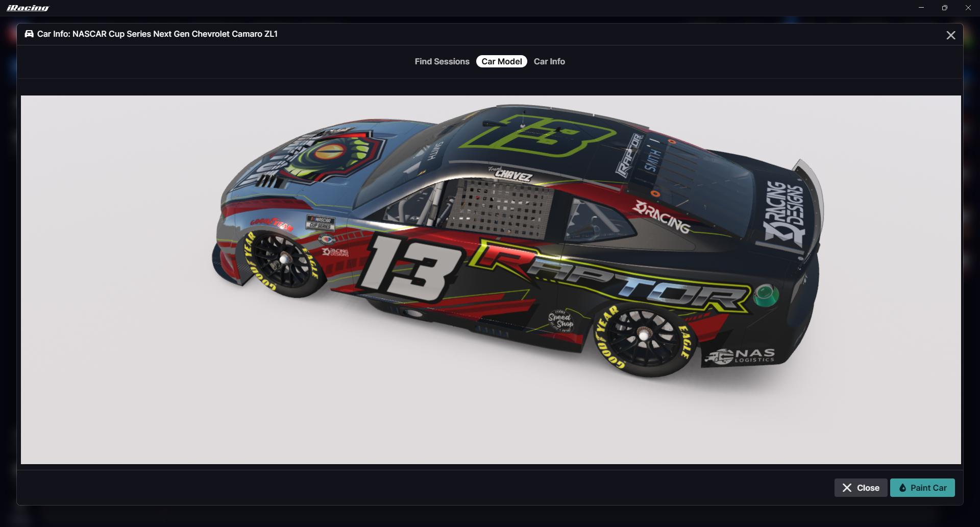 Preview of Frank Chavez #13 Raptor NextGen Camaro - Primary Variant by Johnathan Smith3