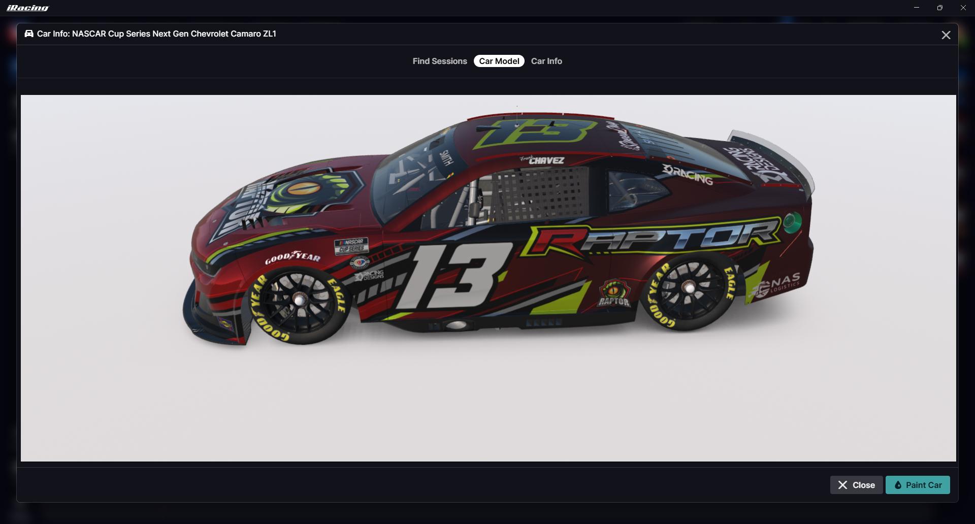 Preview of Frank Chavez #13 Raptor NextGen Camaro - Secondary Variant by Johnathan Smith3