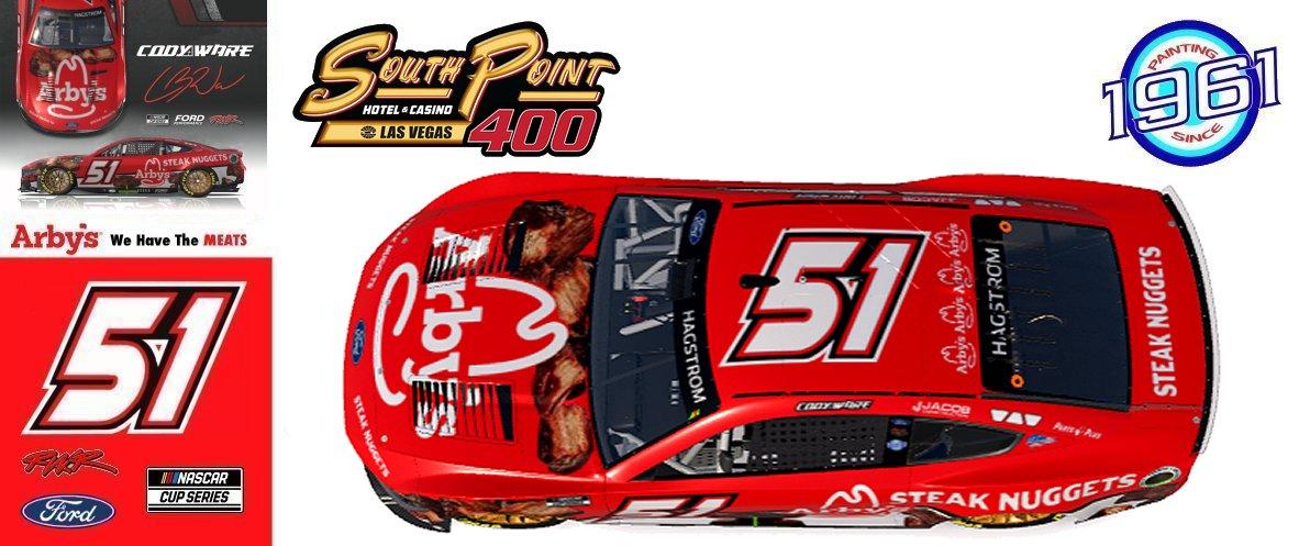 Preview of 2025 RWR # 51 Cody Ware / Arby´s Steak Nuggets Ford Mustang Dark Horse at Las Vegas Motor Speedway. by Micael Hagstrom