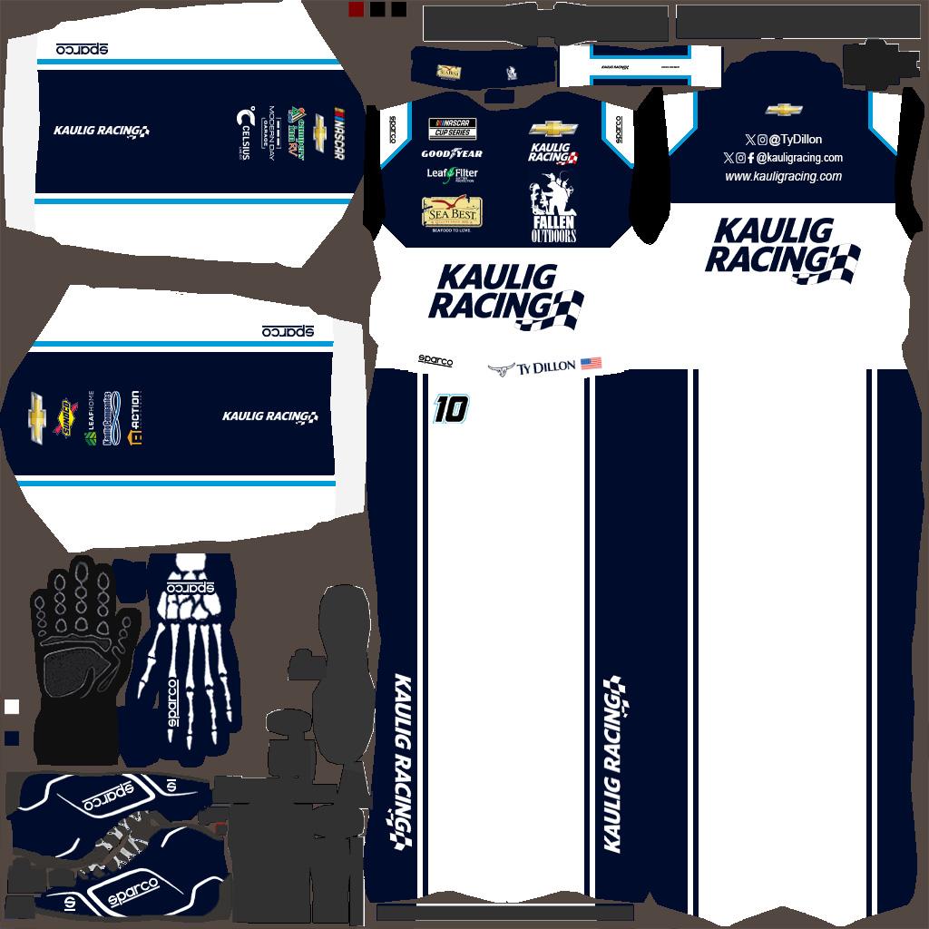 Preview of 2025 Ty Dillon Kaulig Racing Sparco Suit by Dylan Martens