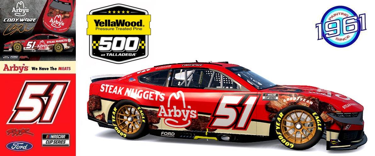 Preview of 2025 RWR # 51 Cody Ware / Arby´s Steak Nuggets Ford Mustang Dark Horse at Talladega Superspeedway. by Micael Hagstrom