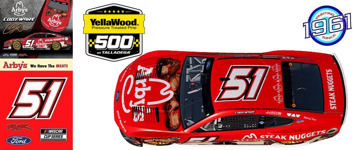 Preview of 2025 RWR # 51 Cody Ware / Arby´s Steak Nuggets Ford Mustang Dark Horse at Talladega Superspeedway. by Micael Hagstrom