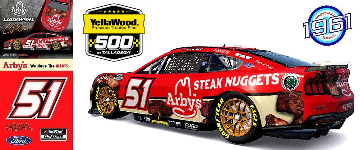 Preview of 2025 RWR # 51 Cody Ware / Arby´s Steak Nuggets Ford Mustang Dark Horse at Talladega Superspeedway. by Micael Hagstrom