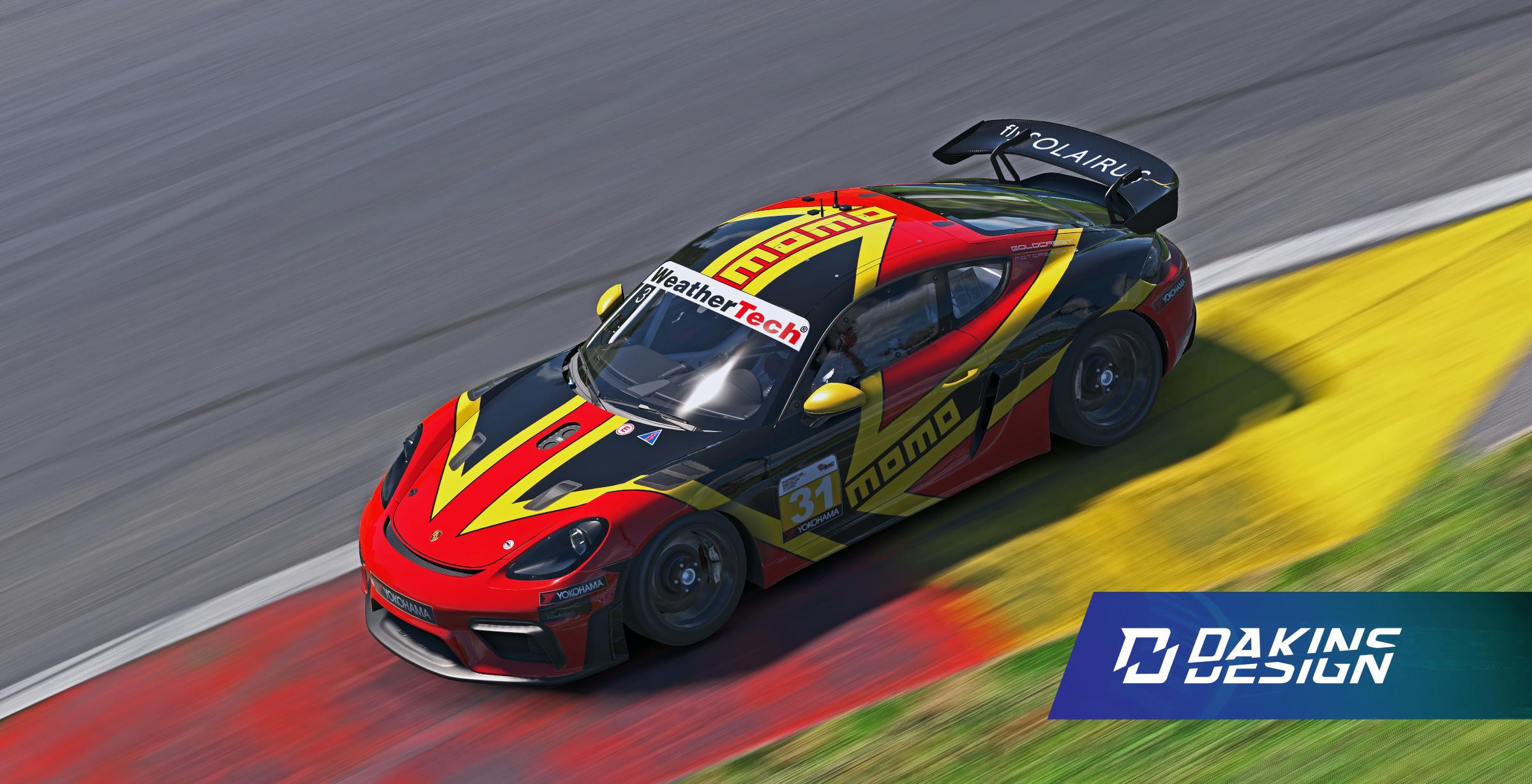 Preview of OFFICIAL MOMO x Goldcrest Motorsports Porsche Sprint Challenge North America Porsche 718 Cayman GT4 Clubsport by Jason Dakins