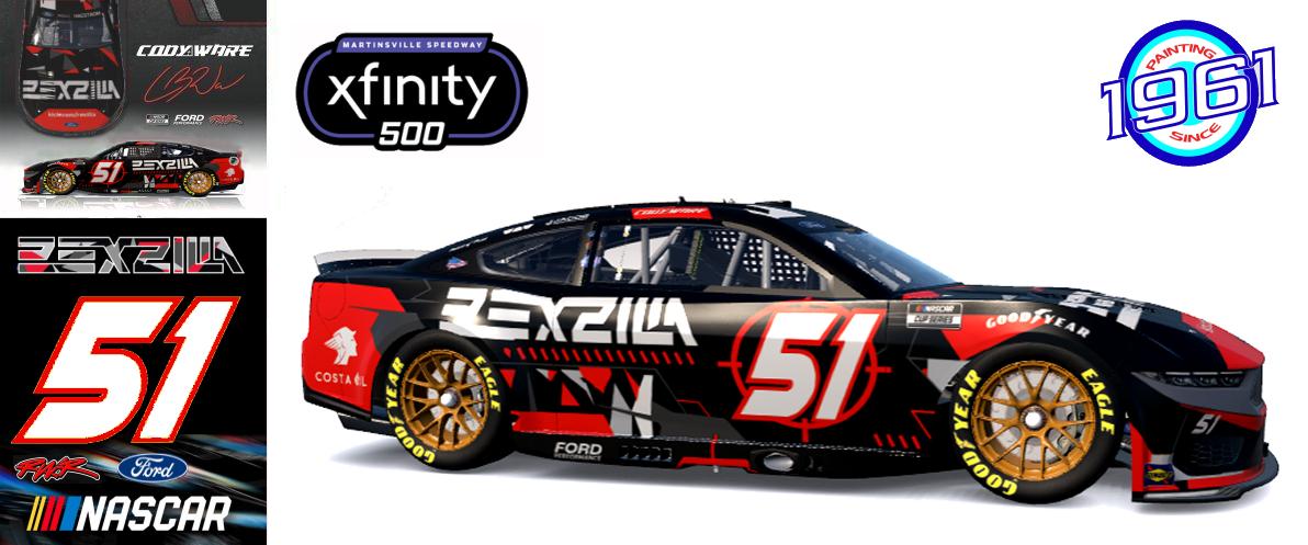 Preview of 2025 RWR Cody Ware / Rexzilla/Kick.com Ford Mustang Dark Horse at Martinsville speedway. by Micael Hagstrom