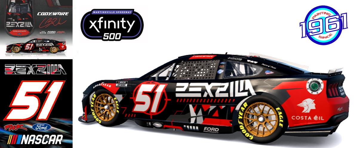 Preview of 2025 RWR # 51 Cody Ware / Rexzilla/Kick.com Ford Mustang Dark Horse at Martinsville speedway. by Micael Hagstrom