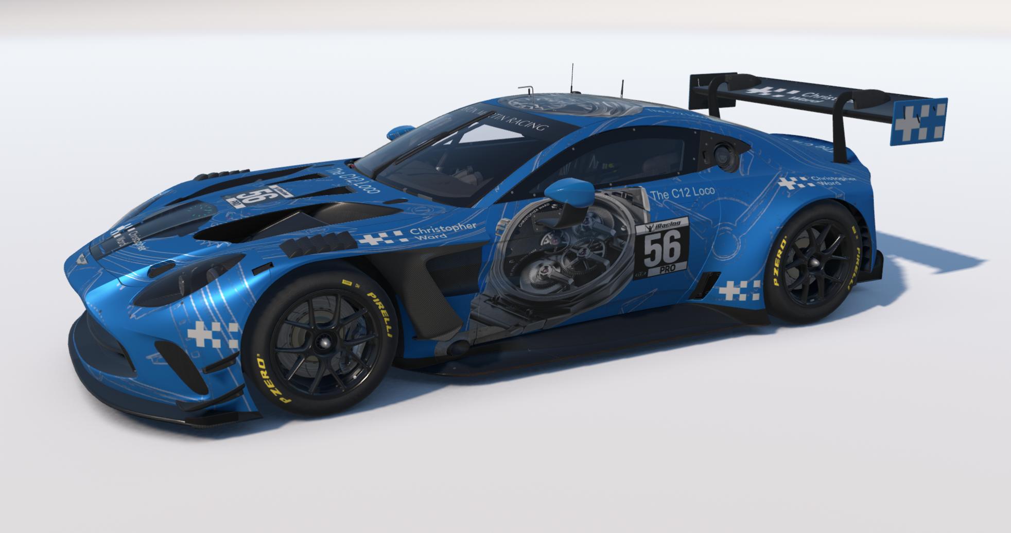 Preview of Christopher Ward C12 Loco model promotional concept AMR Vantage GT3 EVO in Pasadena Blue by Keith Archer