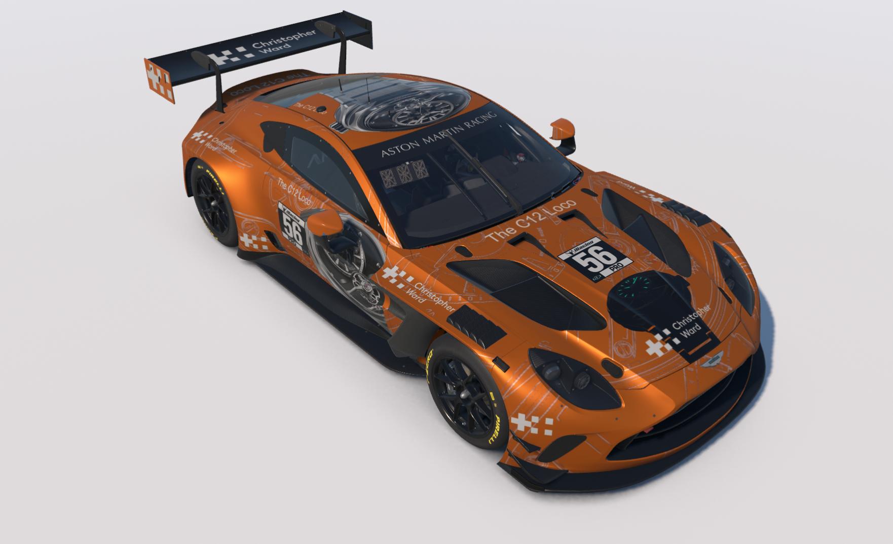 Preview of Christopher Ward C12 Loco model promotional concept AMR Vantage GT3 EVO in Frisco Orange by Keith Archer