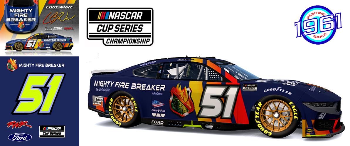 Preview of 2025 RWR Cody Ware / Mighty Fire Breaker Ford Mustang Dark Horse at Phoenix Raceway Nascar Championship. by Micael Hagstrom