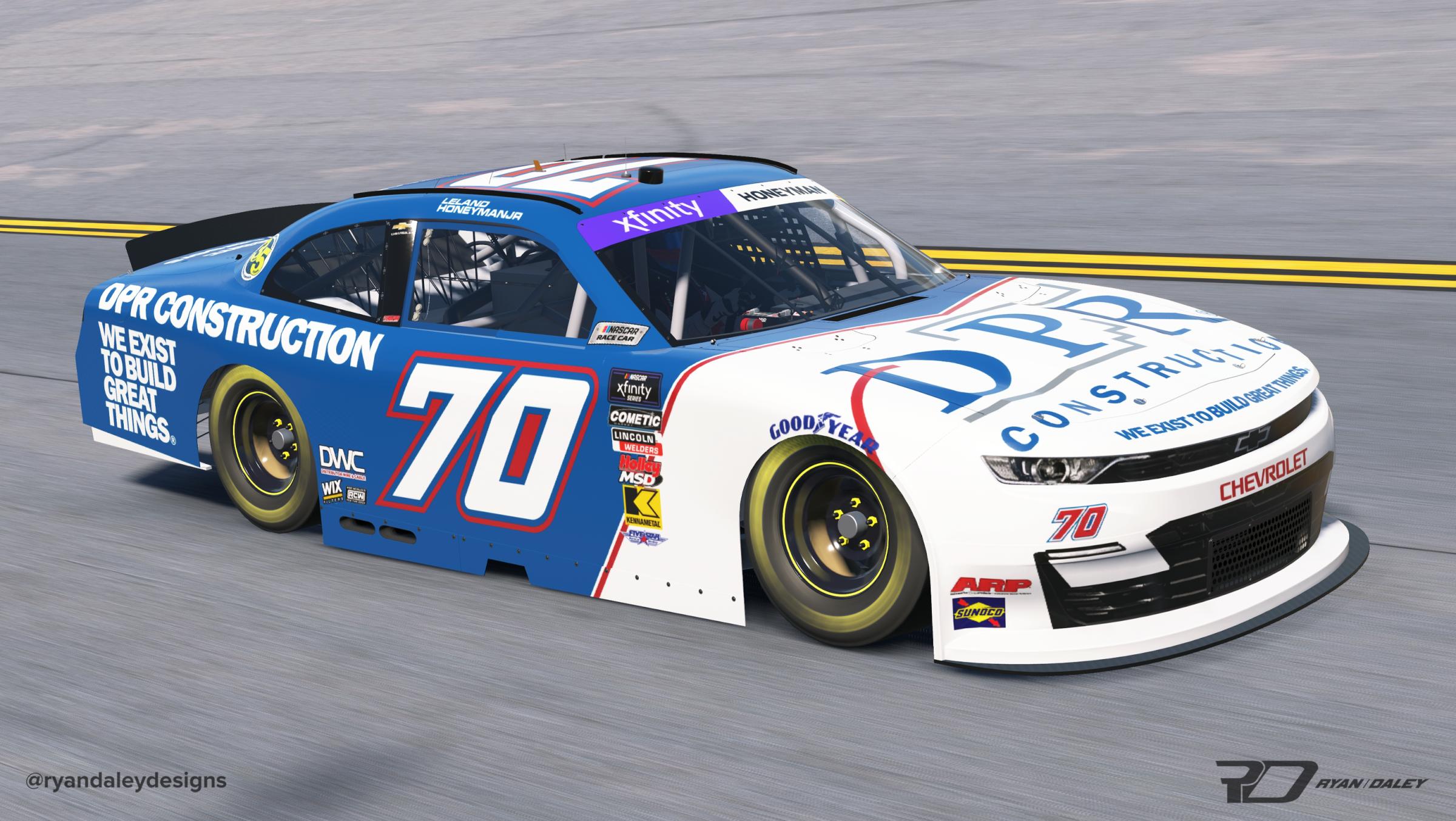 Preview of Official 2025 #70 Leland Honeyman Jr. DPR Construction With Numbers by Ryan Daley