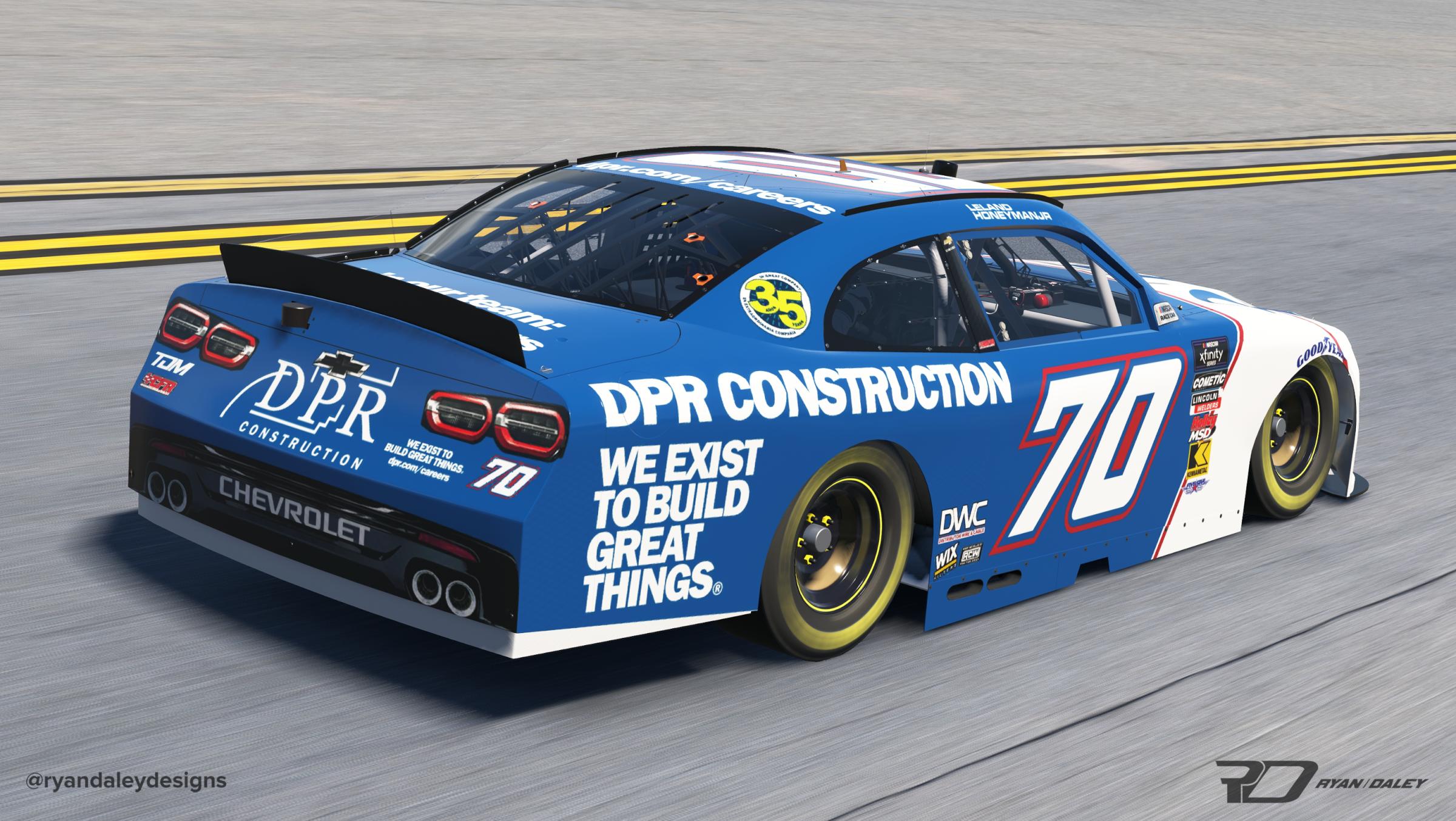 Preview of Official 2025 #70 Leland Honeyman Jr. DPR Construction With Numbers by Ryan Daley