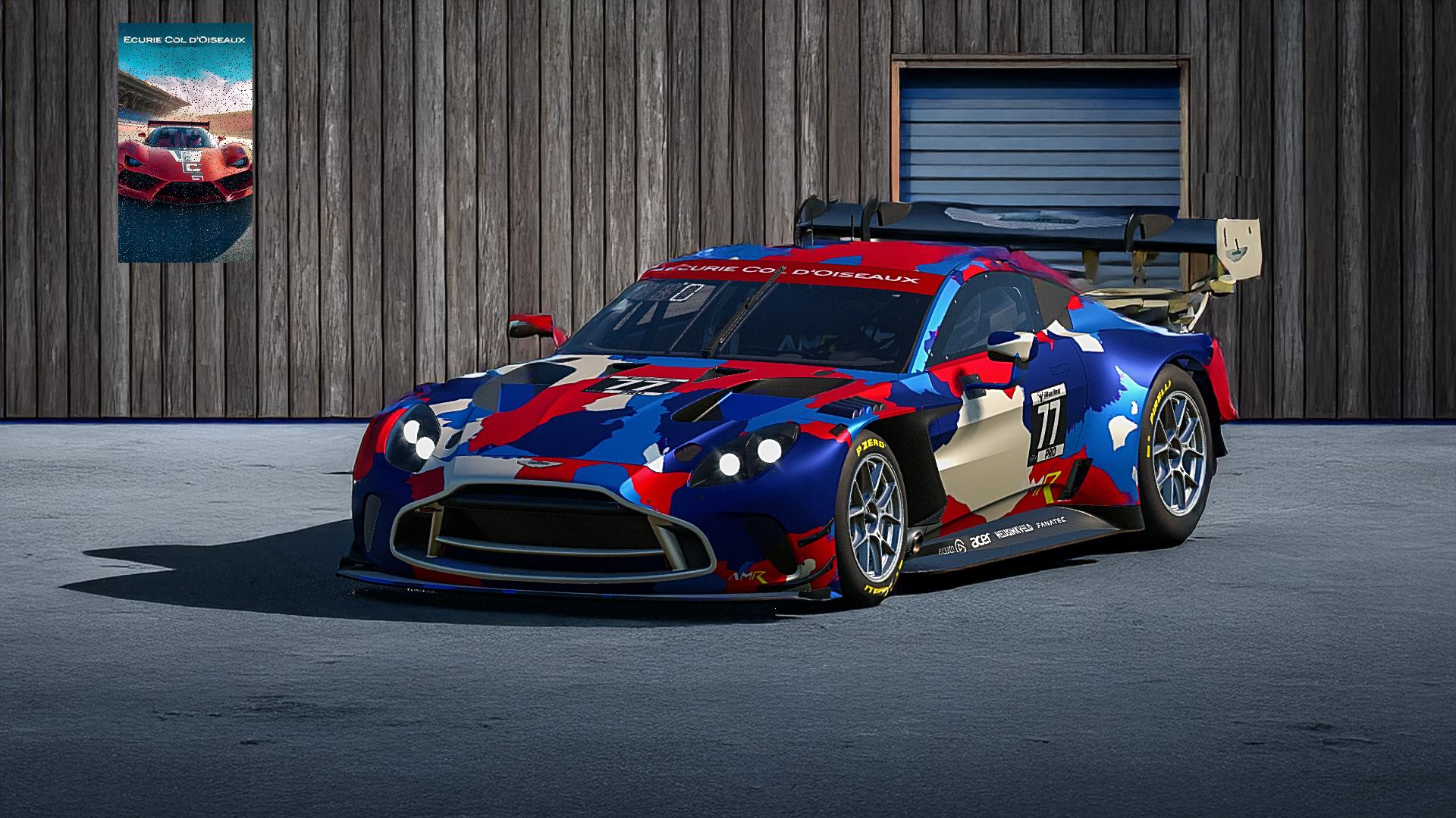 Preview of Ecurie Aston Martin Vantage EVO GT3 camouflage chamois red blue Nov2025 by Mike Riedner