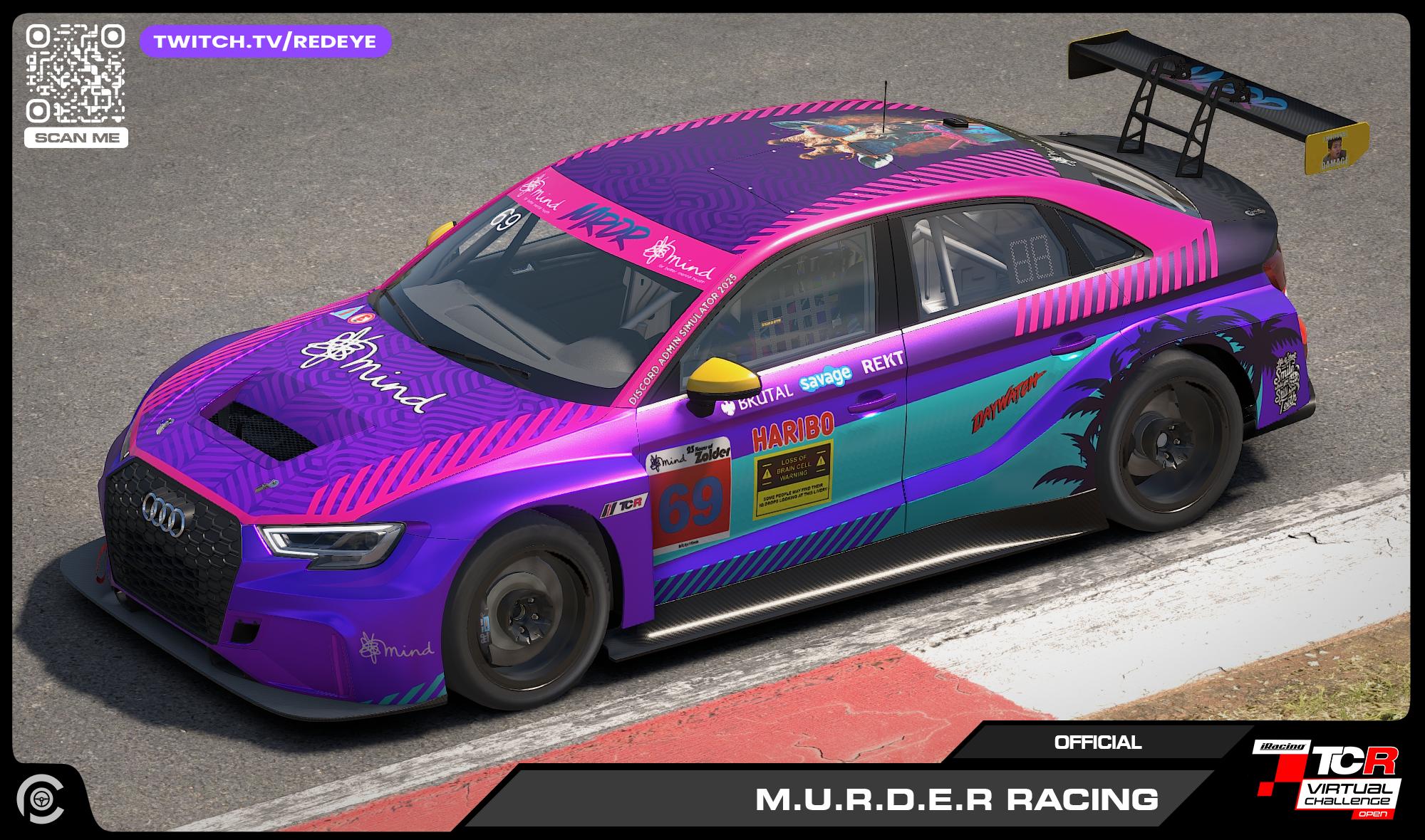 Preview of 2025 Official livery of Team MRDR for 23hr of Zolder Race for Mental Health by Paul R Chaloner