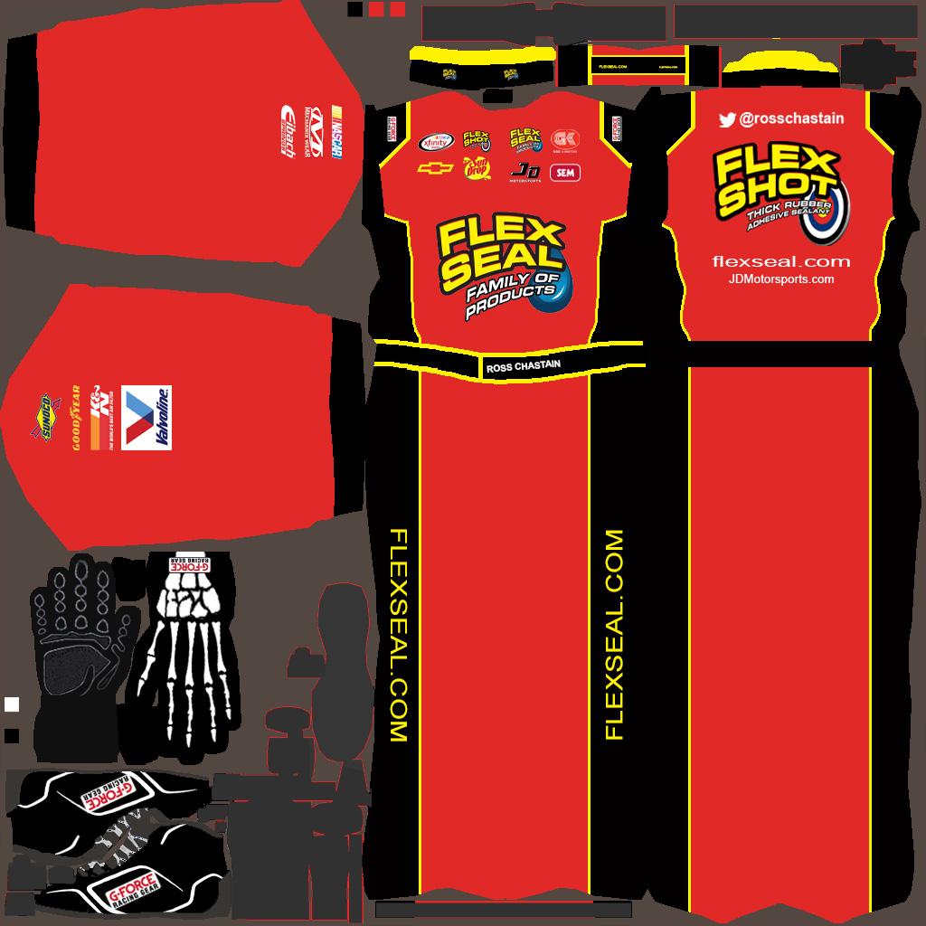Preview of 2016 Ross Chastain Flex Seal Simpson Suit With Skull Hand Gloves And G Force Shoes by Dylan Martens