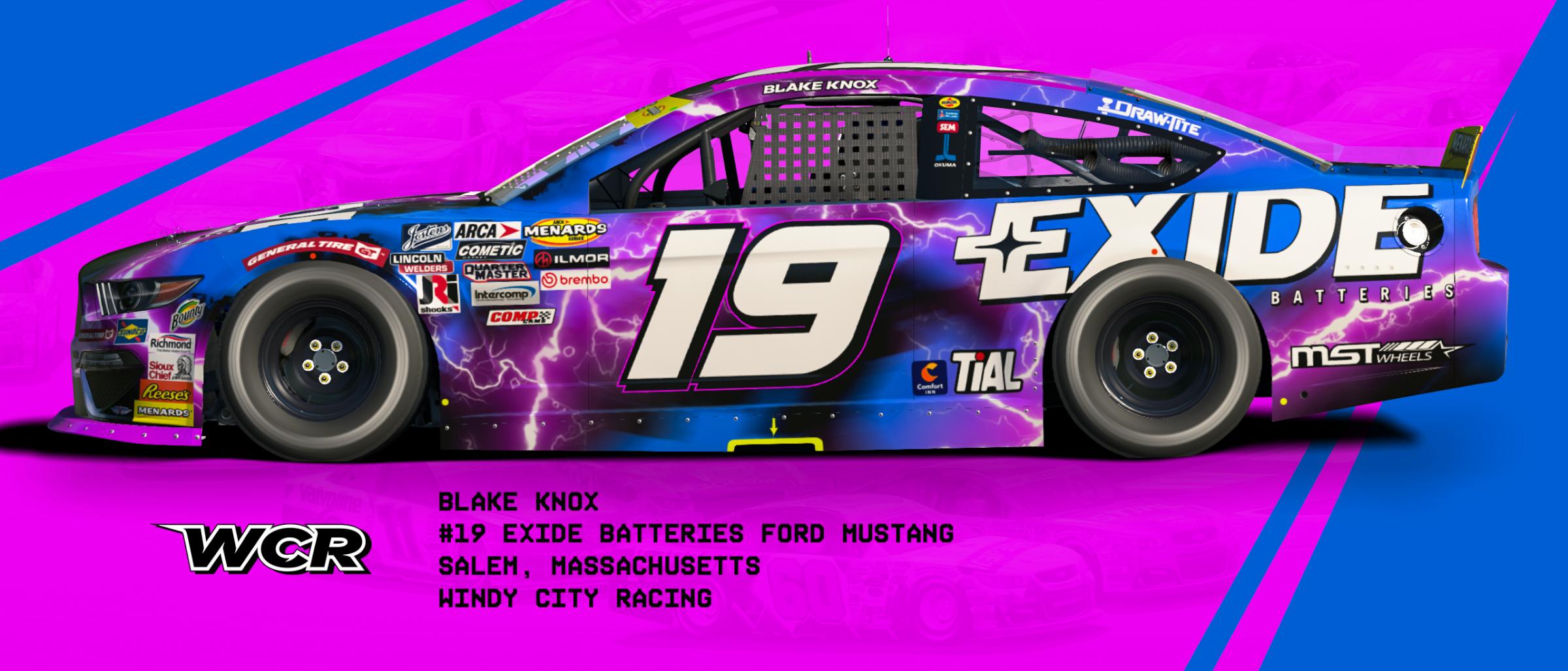 Preview of #19 Exide Batteries Fictional ARCA Mustang by Matt Muir