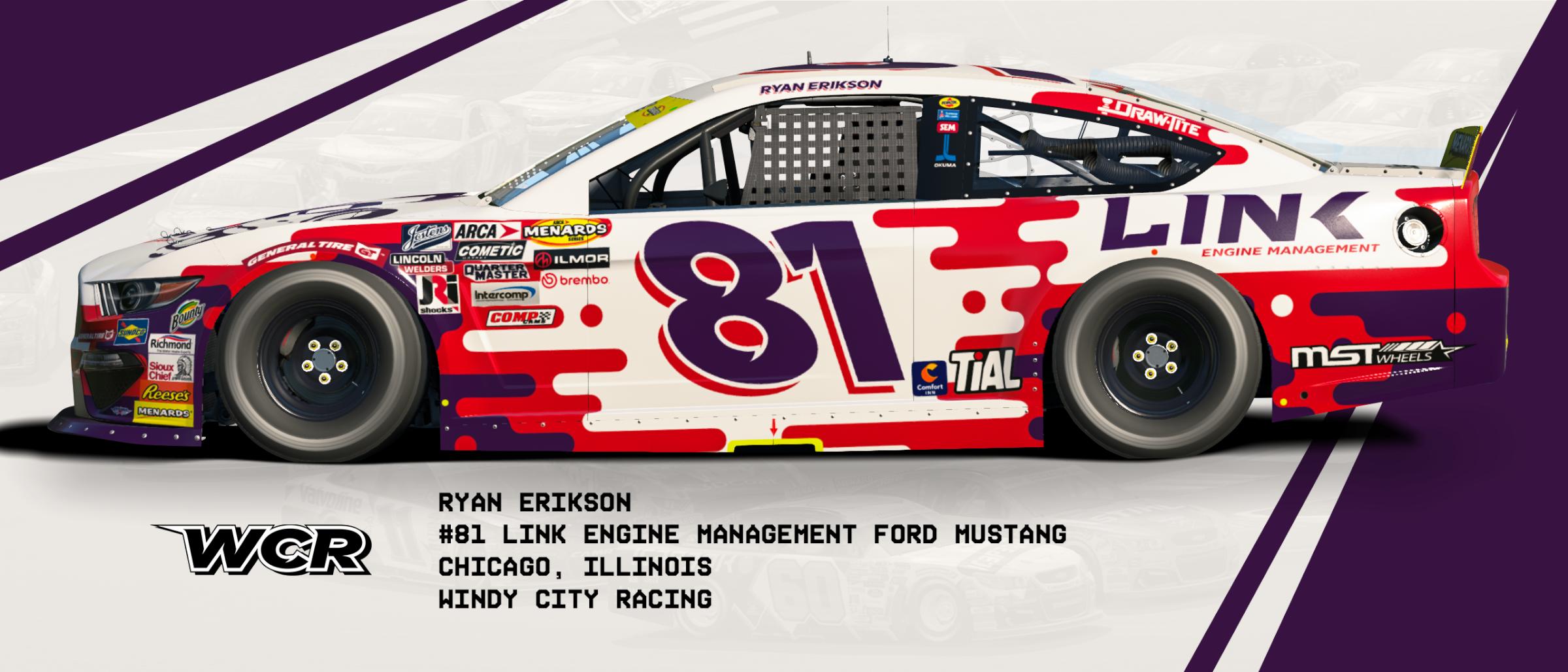 Preview of #81 Link Engine Management Fictional ARCA Mustang by Matt Muir