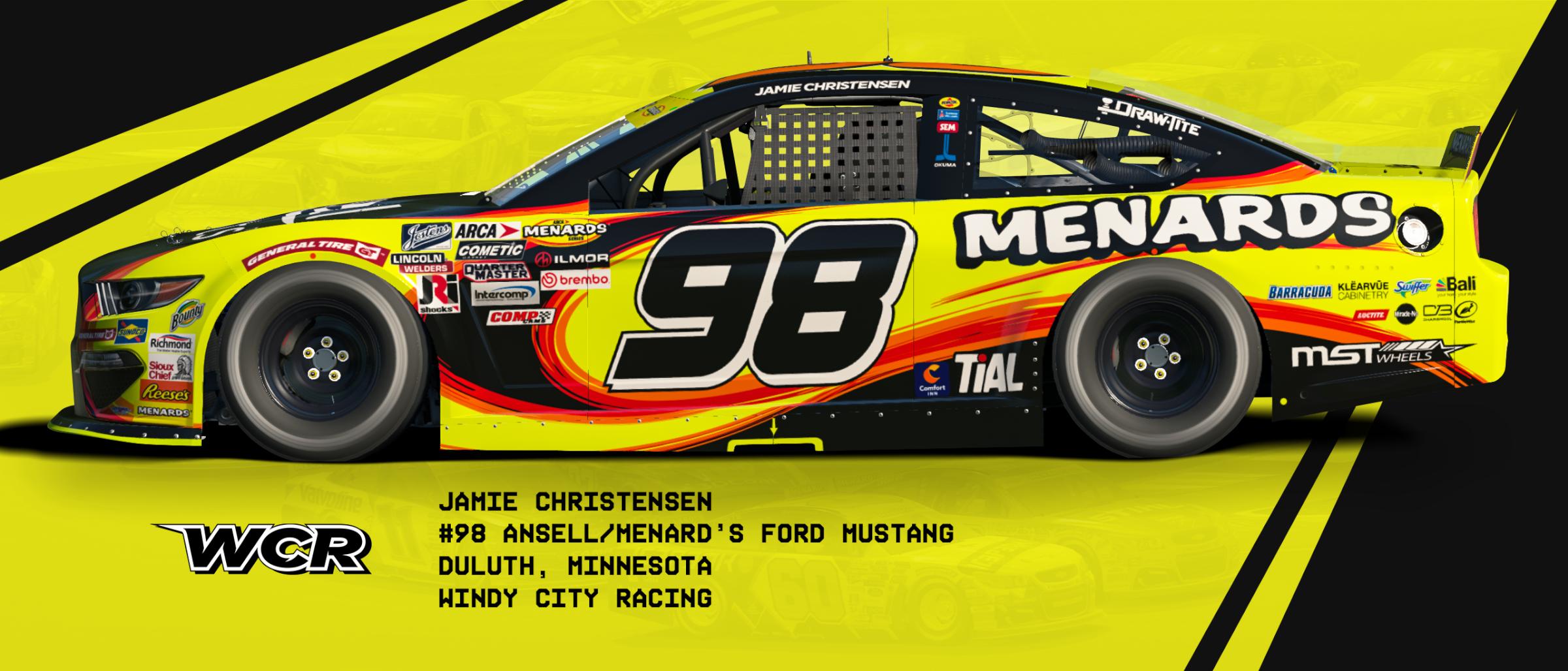 Preview of #98 Ansell/Menards Fictional ARCA Mustang by Matt Muir