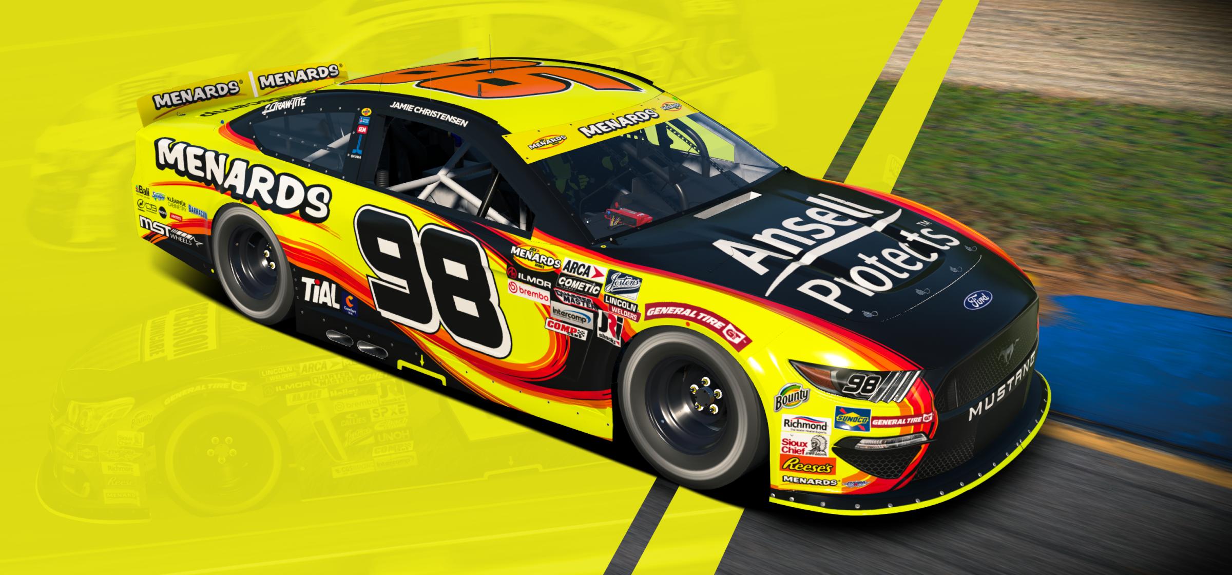 Preview of #98 Ansell/Menards Fictional ARCA Mustang by Matt Muir