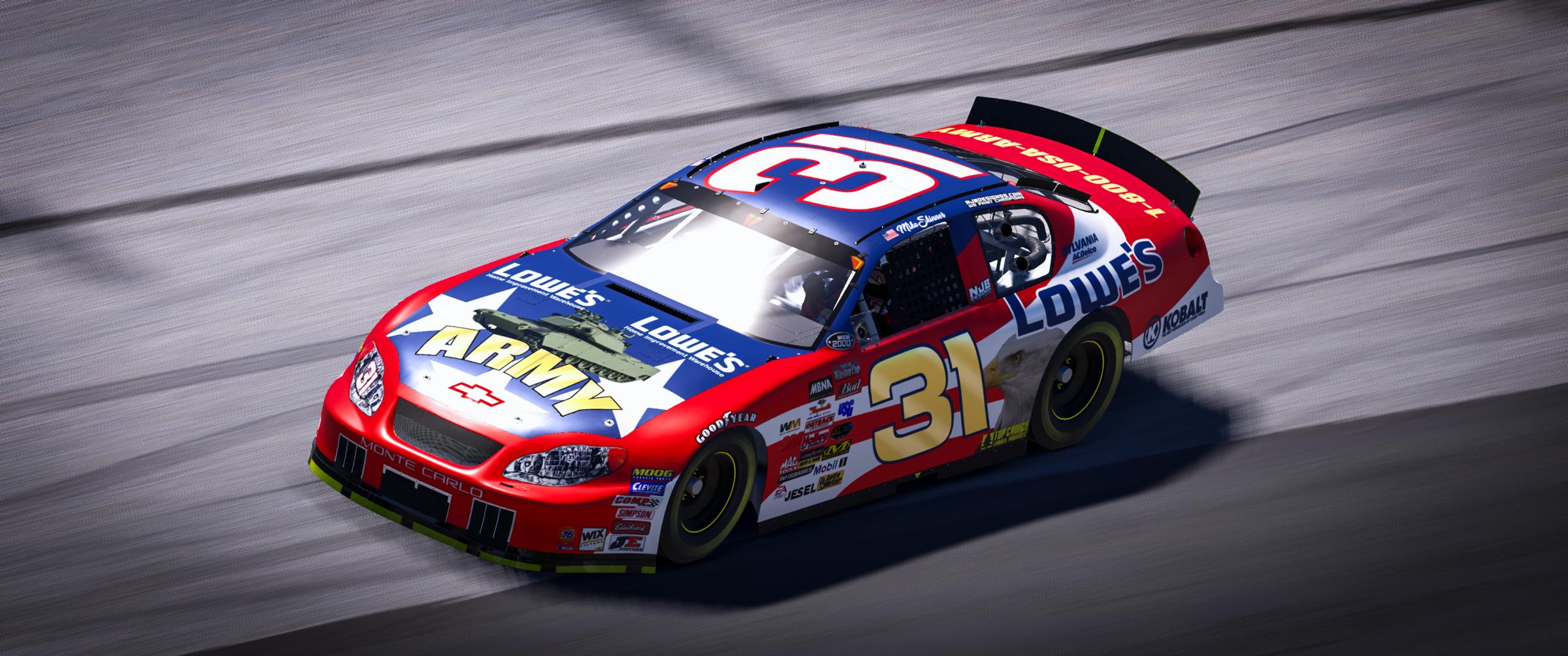 Preview of #31 2000 Mike Skinner Monte Carlo Lowes Armed Forces Army Coke 600 Cust Num by Noah Blackwell