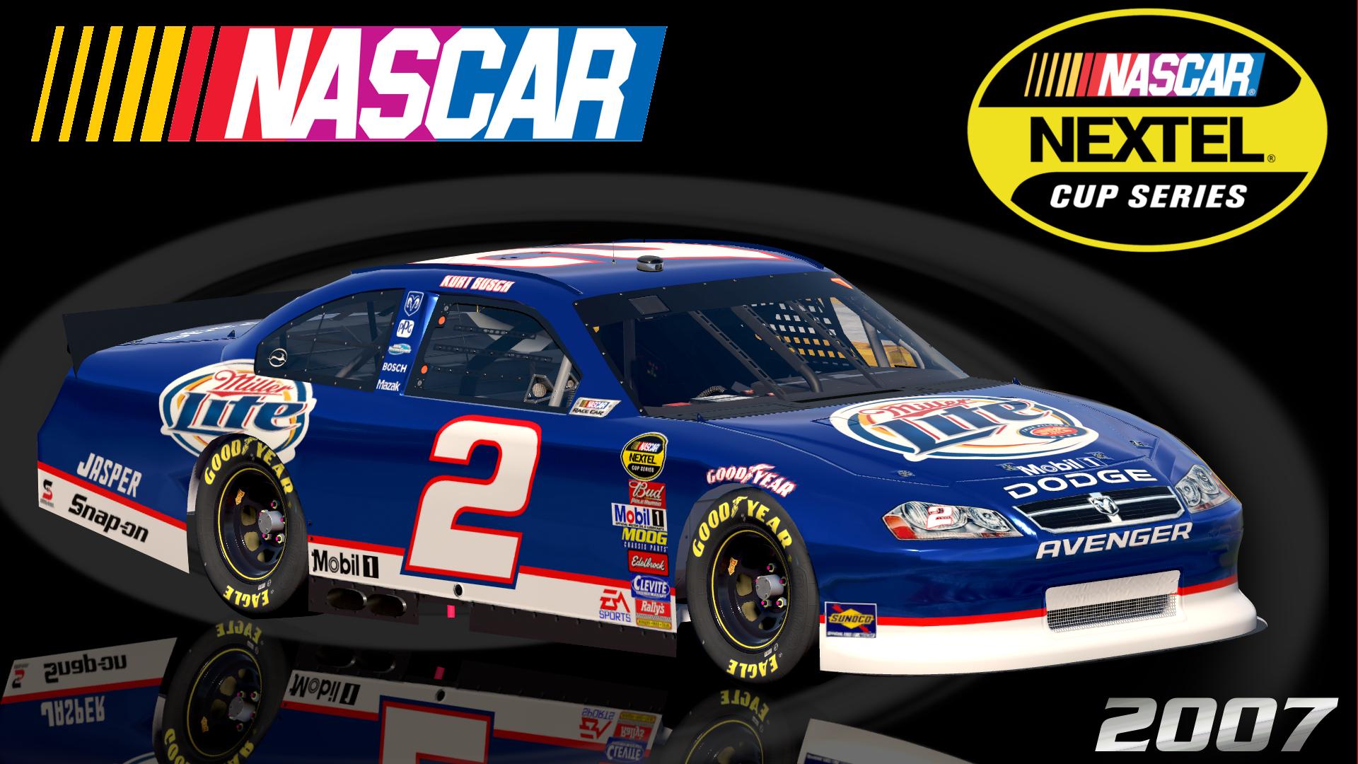 Preview of #2 Kurt Busch 2007 Miller Lite Dodge Avenger COT Sim Stamped Number by Christian Budd