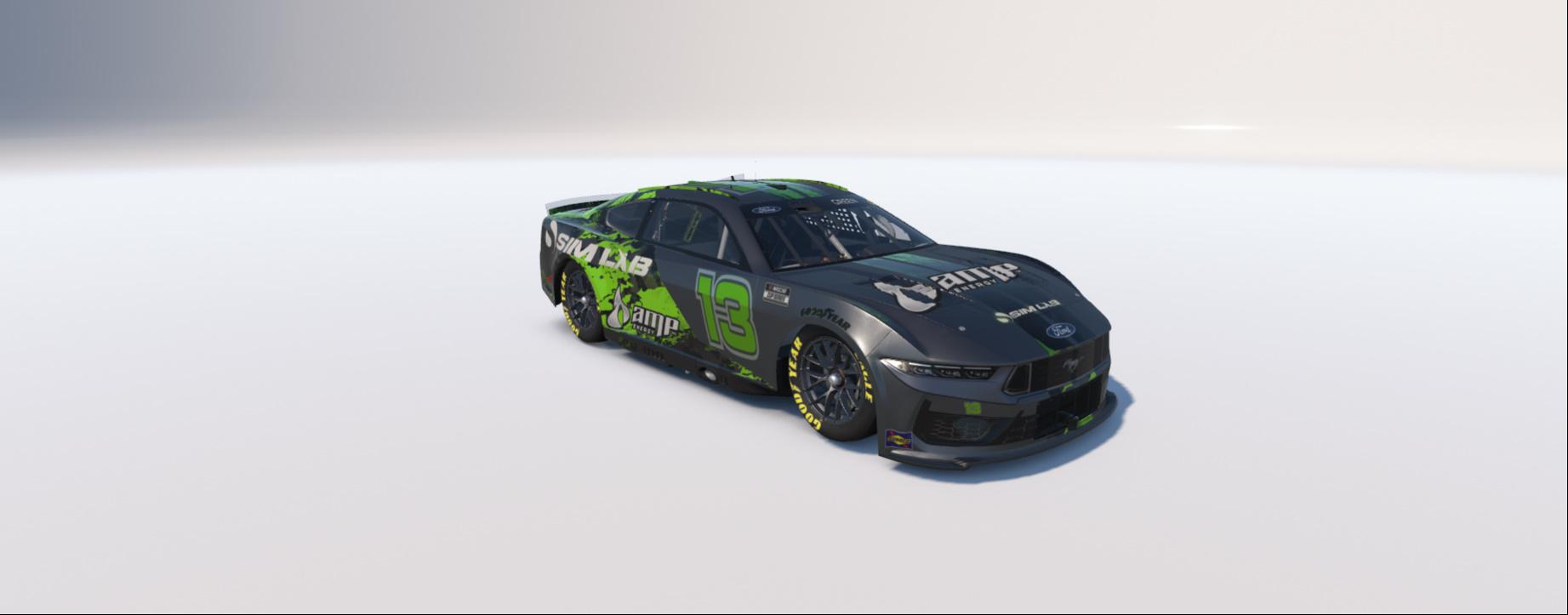 Preview of NASCAR Next Gen Ford Mustang AMP/Simlab Black/Green Camo by Chase Green