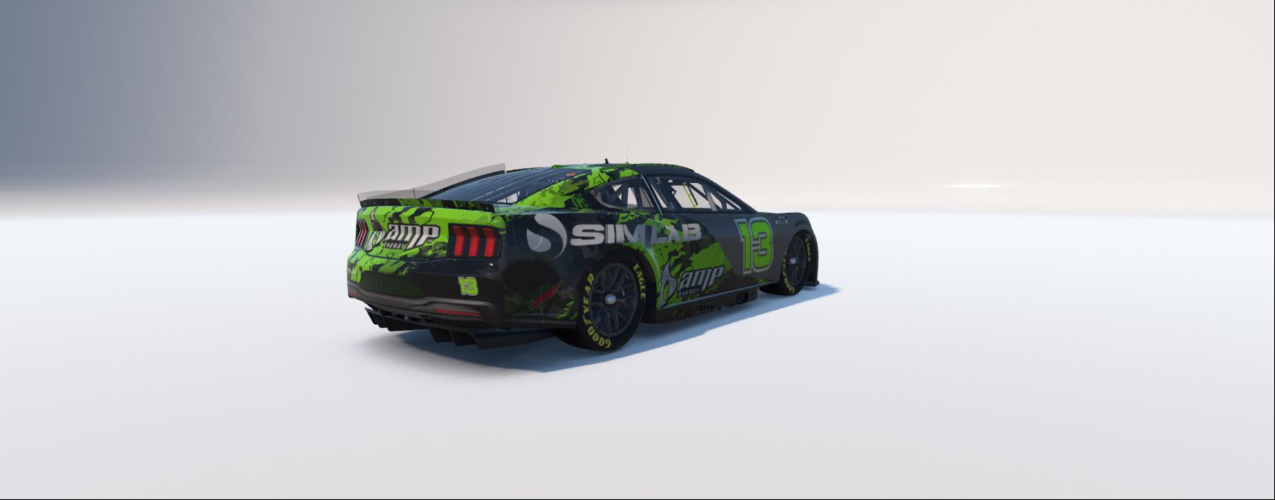 Preview of NASCAR Next Gen Ford Mustang AMP/Simlab Black/Green Camo by Chase Green