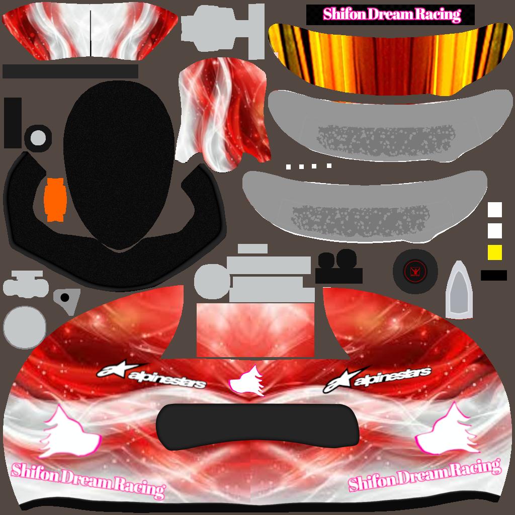 Preview of Shifon Dream Racing Red and White helmet. by Yuya Mawatari